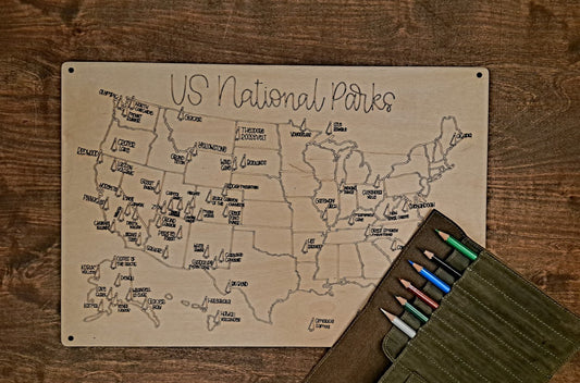 Fenrir Woodworks Color in National Parks Map
