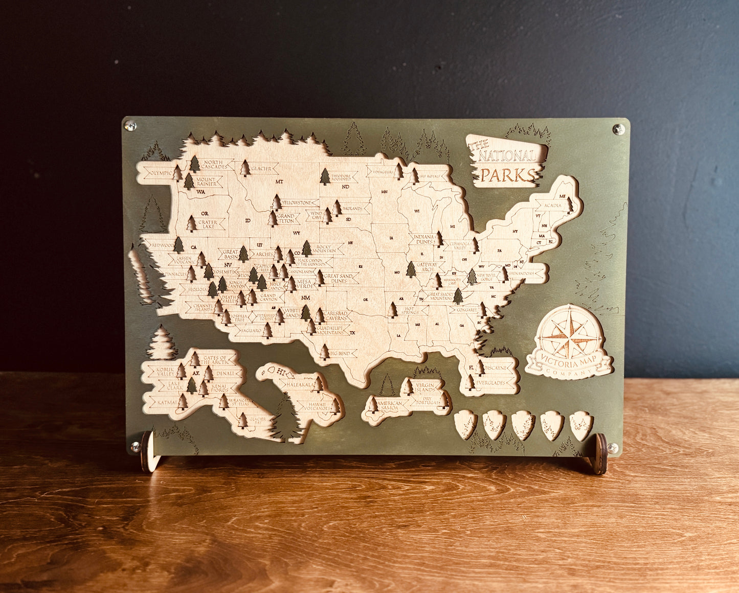 National Parks Map Tracker Wooden Puzzle