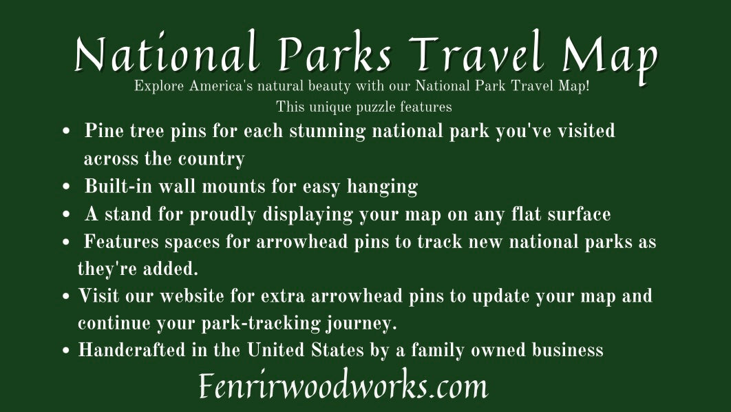 National Parks Map Tracker Wooden Puzzle