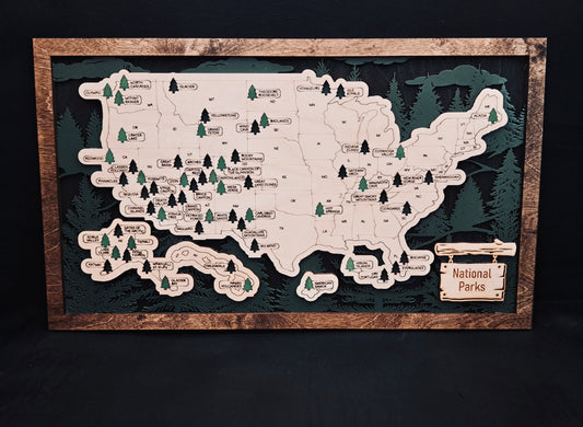 Fenrir Woodworks National Parks Map Tracker Wooden Puzzle