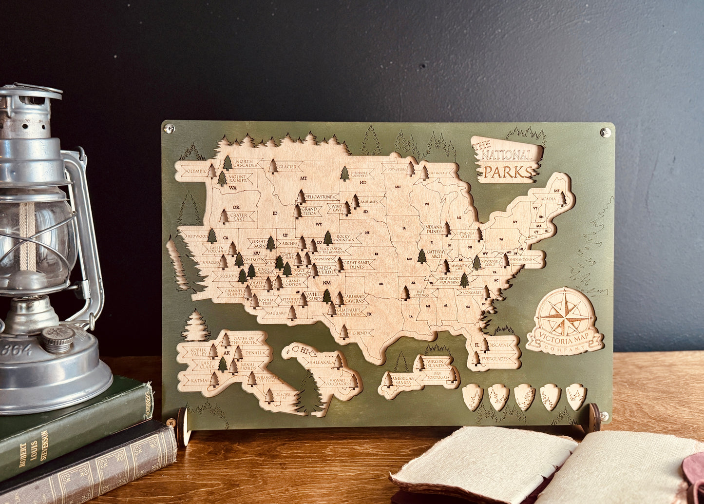 National Parks Map Tracker Wooden Puzzle